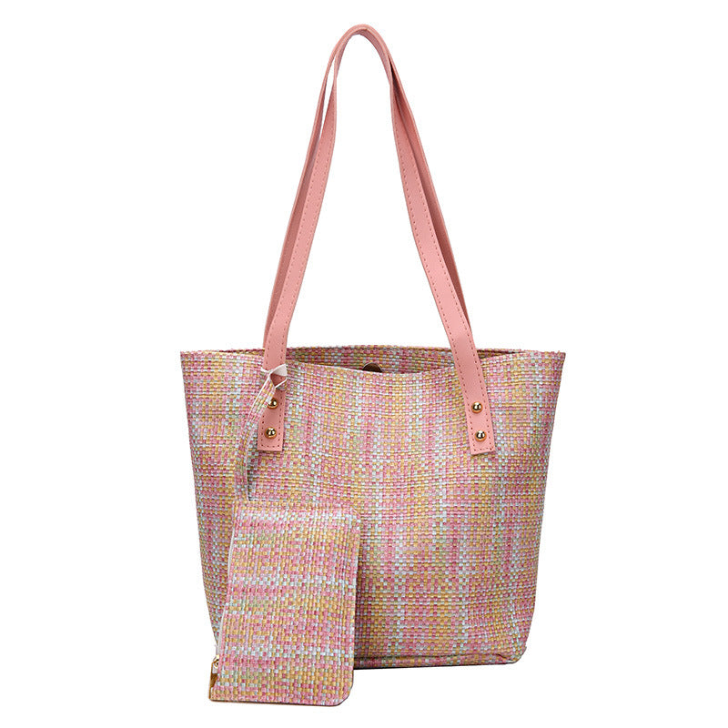 Wholesale Large Capacity Straw Shoulder Handbag